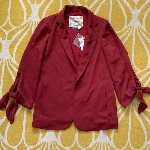 Anthropologie Tied-Sleeve Blazer in Wine - Picture 5 of 8